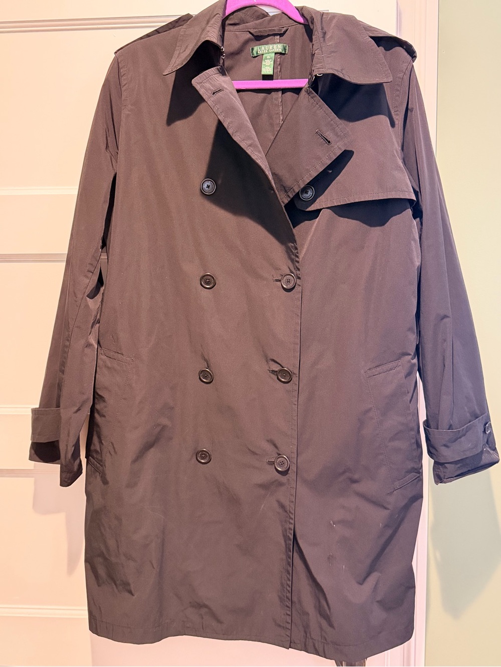 Lauren Ralph Lauren Women's Black Double-Breasted Trench Coat